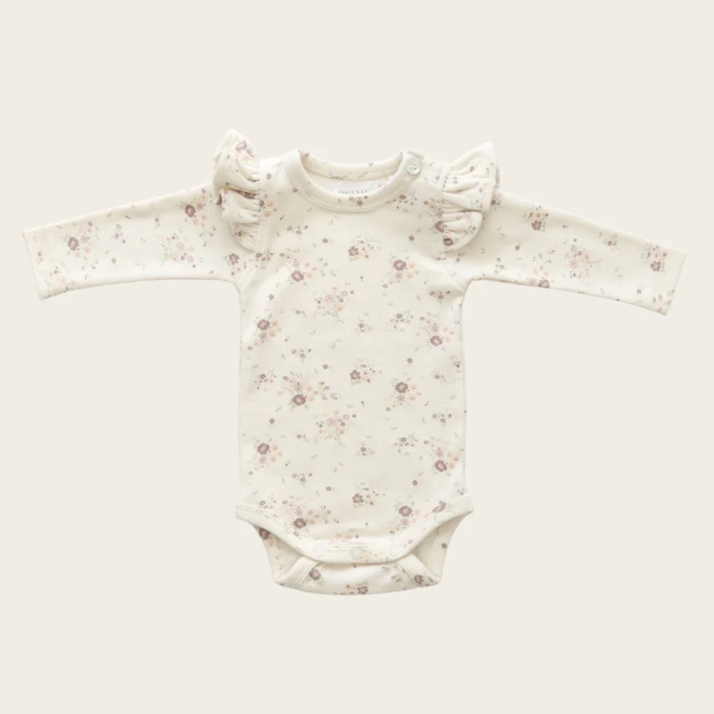 Jamie Kay - Organic Cotton Frill Bodysuit - Periwinkle Floral